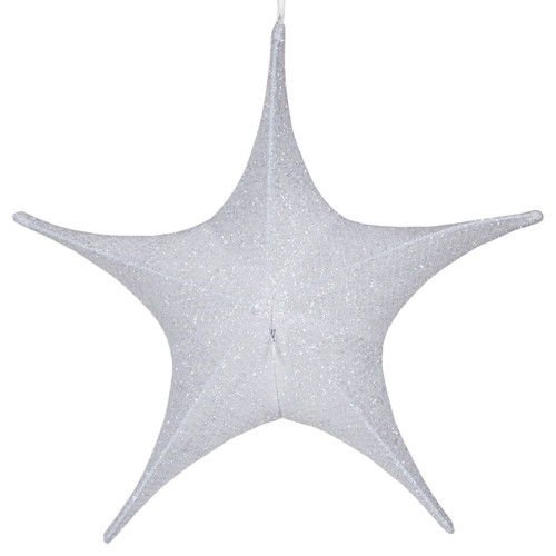 WGC-78687 - 44" White Polymesh Unlit Fold Flat Commercial Star - Red Sleigh