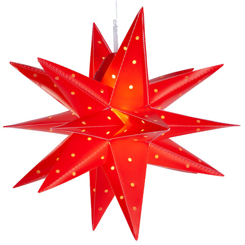 WGC-80490 - 17" Red Aurora Superstar™ Moravian Star, Warm White LED, Fold-Flat, Outdoor Rated - Wintergreen Corporation