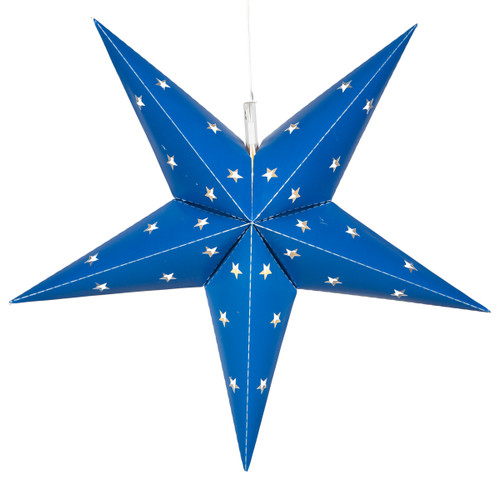 WGC-80466 - 24" Blue Aurora Superstar™ 5 Point Star, Warm White LED, Fold-Flat, Outdoor Rated - Wintergreen Corporation
