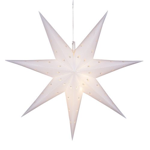 WGC-80481 - 24" 5mm Warm White LED White Aurora Superstar™ 7 Point Star Light, Fold-Flat, Outdoor Rated - Wintergreen Corporation