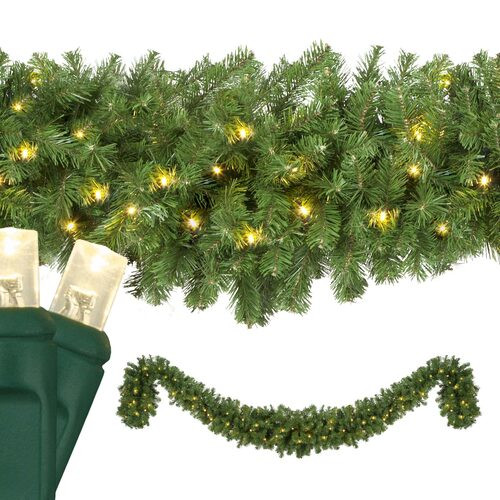 9' x 14 Olympia Pine Prelit Commercial LED Holiday Garland, 100 Warm