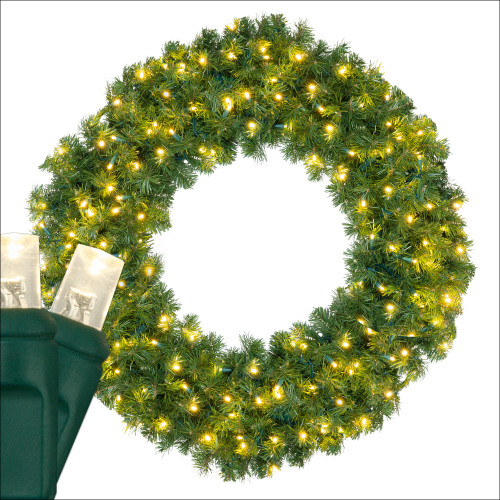 WGC-74854 - 36" 5mm Warm White LED Commercial Olympia Pine Prelit Wreath, 150 Lights - Red Sleigh