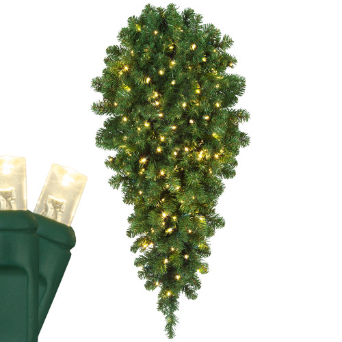 WGC-74829 - 4'x21" 5mm Warm White LED Commercial Oregon Fir Prelit Teardrop Holiday Greenery, 100 Lights - Red Sleigh
