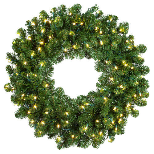 Wintergreen Corporation 73986 72" Commercial Oregon Fir Prelit Wreath, 600 Warm White LED 5mm Lights