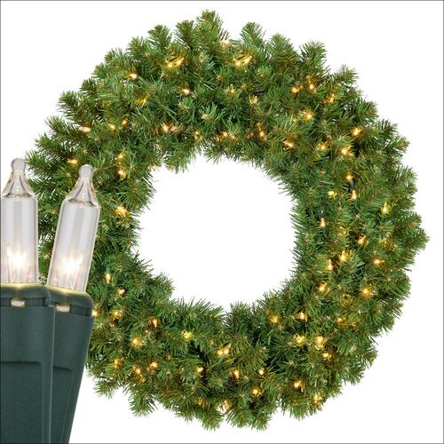 Wintergreen Corporation 18878 30" Commercial Sequoia Fir Prelit Wreath, 100 Clear Mini Lights