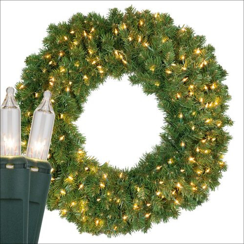 Wintergreen Corporation 18879 36" Commercial Sequoia Fir Prelit Wreath, 150 Clear Mini Lights