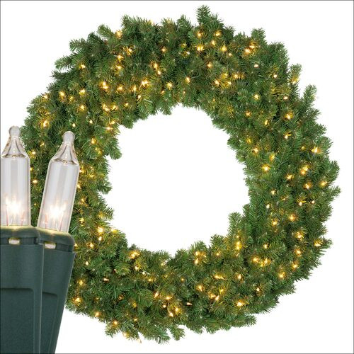Wintergreen Corporation 18880 48" Commercial Sequoia Fir Prelit Wreath, 200 Clear Mini Lights