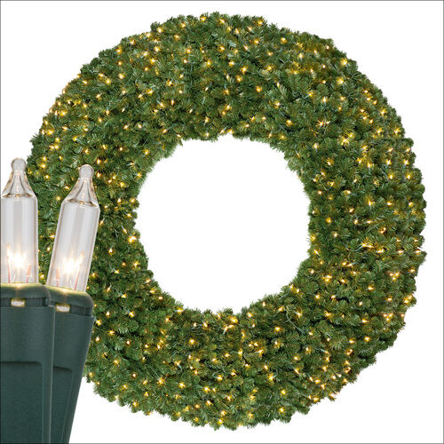 Wintergreen Corporation 18882 72" Commercial Sequoia Fir Prelit Wreath, 600 Clear Mini Lights