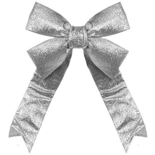 WGC-22288 - 18" Silver Decorative 3D Glitter Bow - Red Sleigh