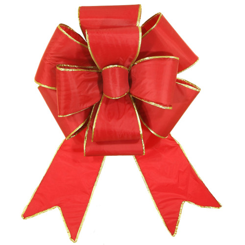 WGC-22296 - 36" Red with Gold Trim Blooming Puff Nylon Bow - Red Sleigh
