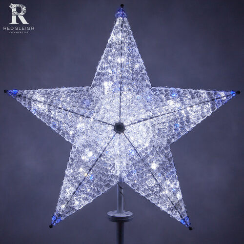Wintergreen Corporation 74894 36 Inch Shimmering Cool White & Blue LED Crystal 5 Point Star Tree Topper