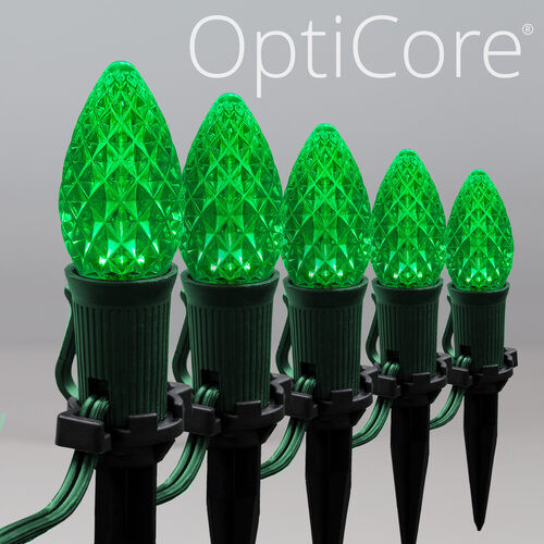 Wintergreen Corporation 81133 C7 Green OptiCore Christmas LED Pathway Lights, 25 Lights, 4.5 Inch Stakes, 25'