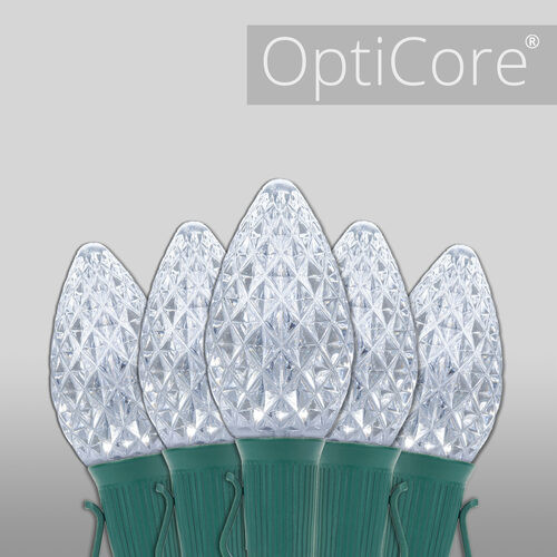 Wintergreen Corporation 80193 C7 Cool White OptiCore Commercial LED Christmas Lights, 50 Lights, 50'