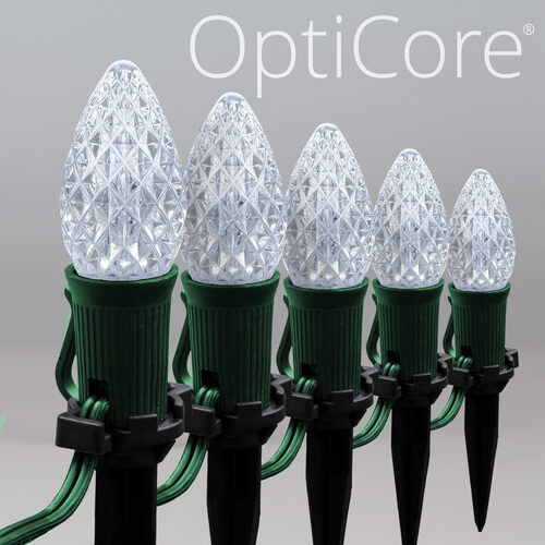 Wintergreen Corporation 81132 C7 Cool White OptiCore Christmas LED Pathway Lights, 50 Lights, 4.5 Inch Stakes, 50'