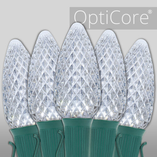 Wintergreen Corporation 78137 C9 Cool White OptiCore Commercial LED Christmas Lights, 25 Lights, 25'
