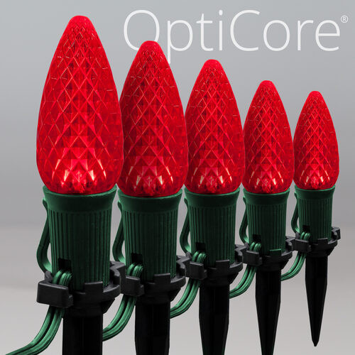 Wintergreen Corporation 81159 C9 Red OptiCore Christmas LED Pathway Lights, 25 Lights, 4.5 Inch Stakes, 25'