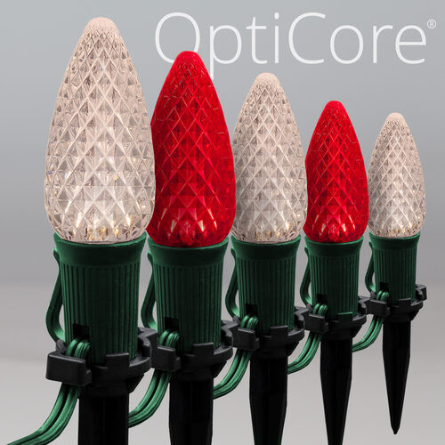 Wintergreen Corporation 81168 C9 Red / Warm White OptiCore Christmas LED Pathway Lights, 50 Lights, 4.5 Inch Stakes, 50'