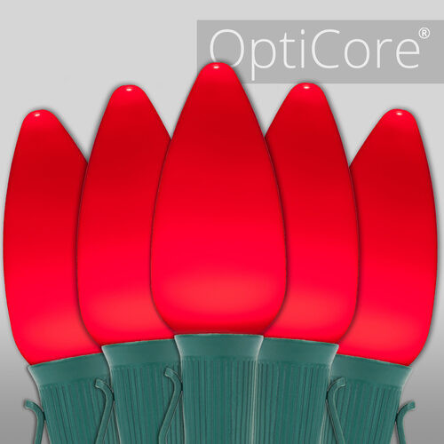 Wintergreen Corporation 80156 C9 Red Smooth OptiCore Commercial LED Christmas Lights, 50 Lights, 50'