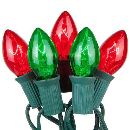 Wintergreen Corporation 71861 C7 Red / Green Commercial Christmas Lights, 50 Lights, 25'