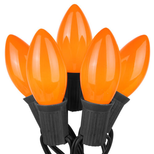 Wintergreen Corporation 73137 C9 Orange Commercial Halloween Lights, 25 Lights, 25'