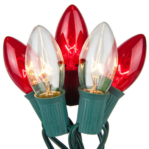 Wintergreen Corporation 71860 C9 Red / Clear Commercial Christmas Lights, 100 Lights, 100'