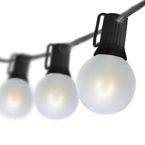 WGC-79362 - 25' Cool White LED FlexFilament Commercial Satin Patio String Light Set with 25 G50 Bulbs, E12 Base, Black Wire, 12" Spacing - Wintergreen Corporation