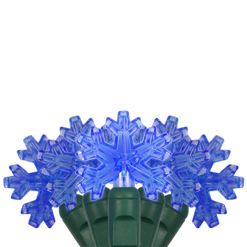 WGC-69389 - Blue LED Snowflake Lights, 35 Lights, Green Wire, 6" Spacing - Wintergreen Corporation