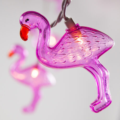 Wintergreen Corporation 76107 Pink Flamingo Light String, 10 Clear Lights