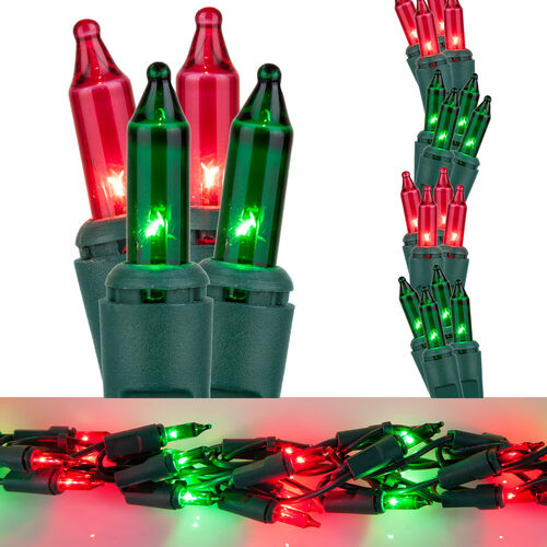 Wintergreen Corporation 17908 9' Garland Lights, 300 Red/Green Lamps, Green Wire