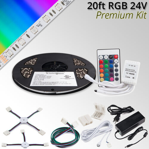 Wintergreen Corporation 75095 Premium High Output LED Strip Light Kit, RGB, 100Ft, 24V