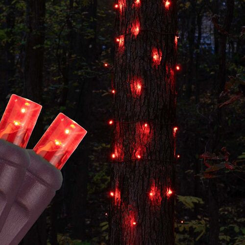 Wintergreen Corporation 81108 20" x 45" Red StretchNet Pro 5mm LED Christmas Trunk Wrap Lights, 50 Lights on Brown Wire