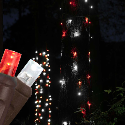 WGC-81114 - 20"x45" 5mm Red/Cool White LED StretchNet Pro Christmas Trunk Wrap Lights, 50 Lights, Brown Wire - Wintergreen Corporation
