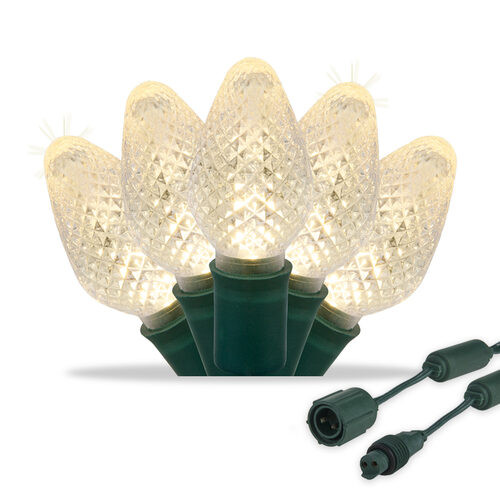Wintergreen Corporation 19158 25 C7 Warm White Commercial Twinkle LED Lights, Green Wire, 12" Spacing