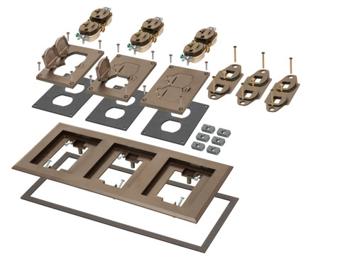 Arlington Industries FLBC8534BR BROWN 3 GANG FL BX Cover Kit