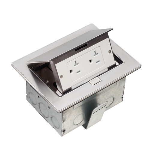 Arlington Industries FLBT7200SS Square steel box with stainless steel trapdoor cover