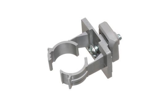 Arlington Industries NM3110 Heavy Duty QuickLatchª with installed strut clip holds EMT securely on strut.