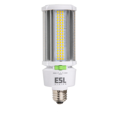 ESL Vision ESL-CL-1227W-53050-S-M Corn Lamp, 12W/18W/27W Wattage Adjustable , 100-277VAC, 3000/4000/5000 Kelvin Adjustable, 3915 Lumens, E26 Base with E39 Adaptor | ESL Vision at lightingandsupplies.com