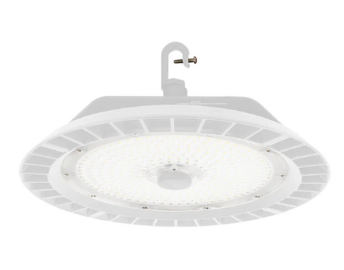 ESL Vision ESL-RHB-100200W-240-WH-60D Adjustable Round LED High Bay Light, Wattage 200/150/120/100W, Lumens 28,000 lm, Color Temperature 4000K, 60° Lens, Voltage 120-277VAC Input, Integrated Sensor Receptacle, 6' White Cord, White Finish | ESL Vision at lightingandsupplies.com