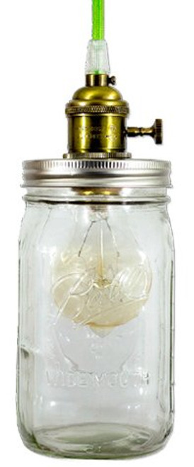 Primelite Manufacturing 31 Mason Jar Pendant w/ Turn Switch & Fabric Wire