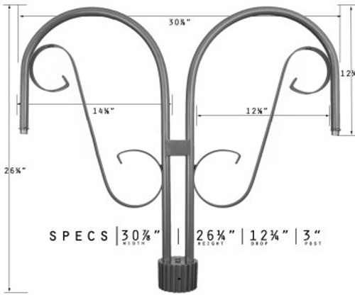 Primelite Manufacturing 1864/SCA Medium Double Decorative J Arm Post Mount