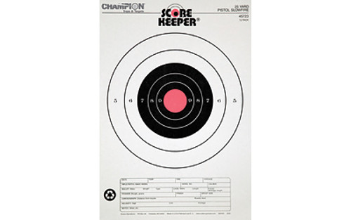 Champion Traps & Targets Orange Bullseye Scorekeeper Target 25Yd Pistol Slowfire 12/Pack 45723