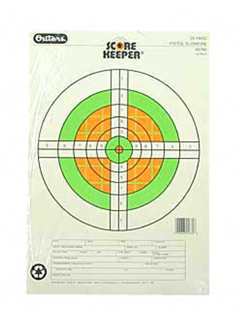 Champion Traps & Targets Flourescent Orange/Green Bullseye Scorekeeper Target 25Yd Pistol Slowfire 12/Pack 45760