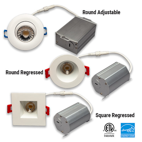 GM Lighting MDL-3AR-27-WH 120V MicroTask3 Mini IC Rated Recessed LED Downlight Round Adjustable