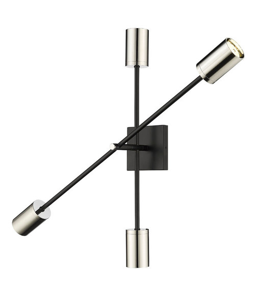 Z-lite 814-4S-MB-PN Mate Black + Polished Nickel Calumet Wall Sconce