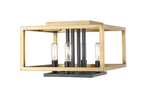 Z-lite 456F-OBR-BRZ Olde Brass + Bronze Quadra Flush Mount