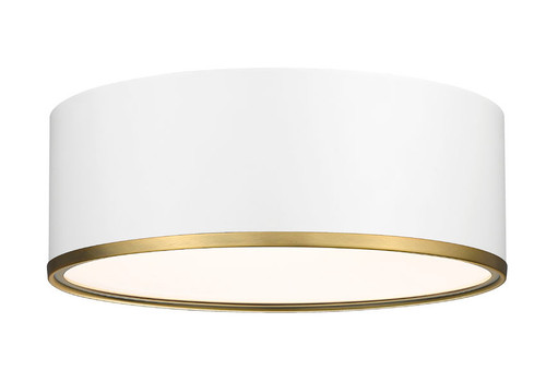 Z-lite 2303F3-MW-RB Matte White + Rubbed Brass Arlo Flush Mount