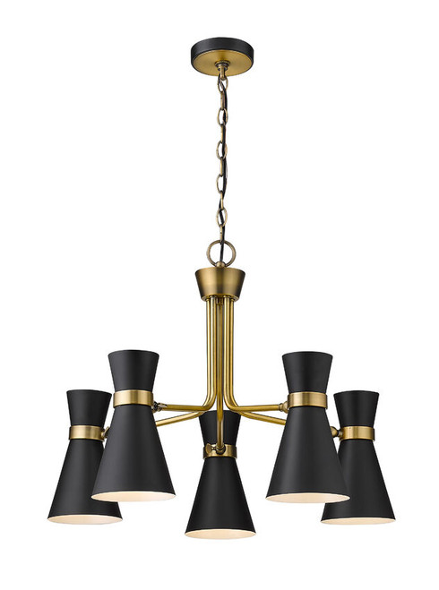 Z-lite 728-5MB-HBR Matte Black + Heritage Brass Soriano Chandelier