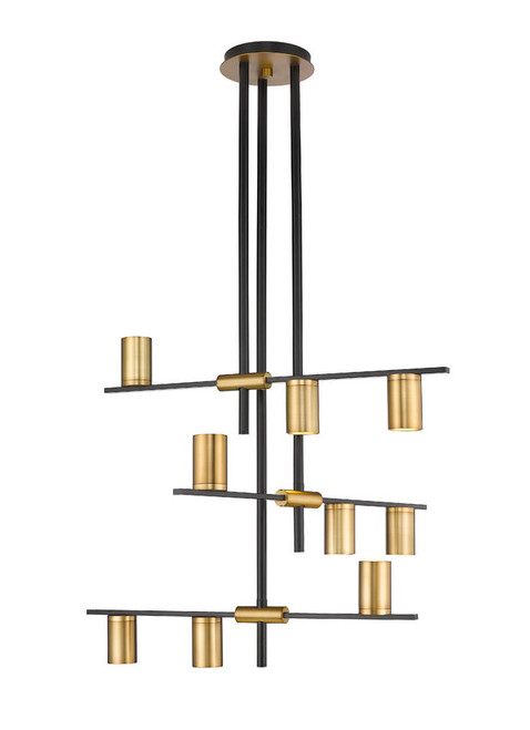 Z-lite 814-9MB-OBR Matte Black + Olde Brass Calumet Chandelier