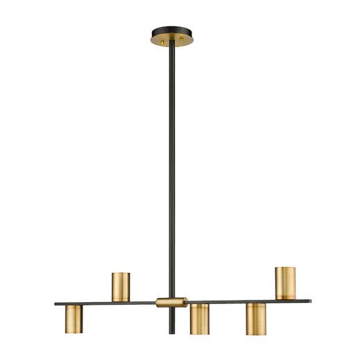 Z-lite 814-5L-MB-OBR Matte Black + Olde Brass Calumet Chandelier