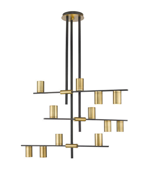 Z-lite 814-12MB-OBR Matte Black + Olde Brass Calumet Chandelier